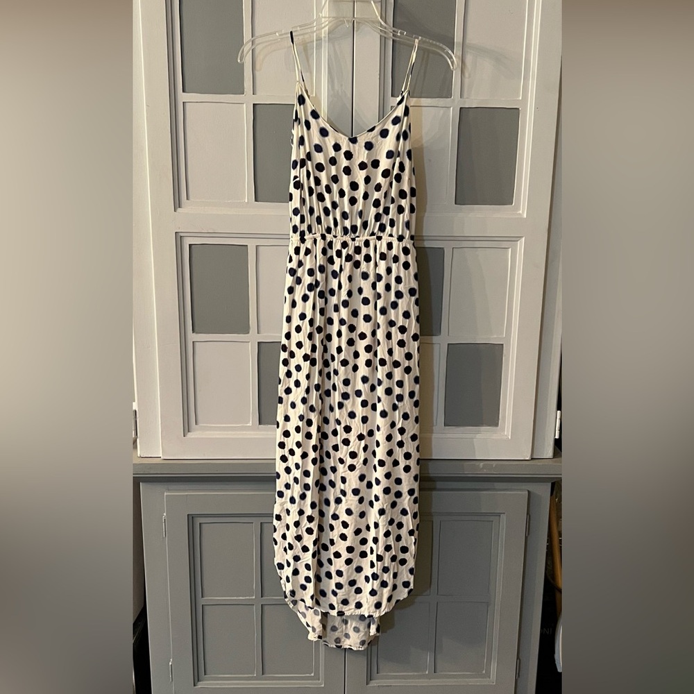🖤Old Navy Blue & White Polka Dot Midi Dress